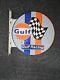 Vintage Gulf Gasoline Racing Double-sided Flange Porcelain Gas Sign