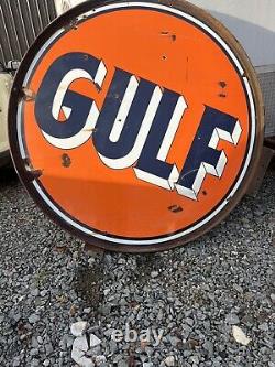 Vintage Gull Sign 72 Double Side Porcelain in Bracket