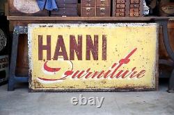 Vintage HANNI Furniture Double Sided Metal Sign Original Store Advertising