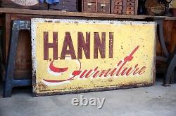 Vintage HANNI Furniture Double Sided Metal Sign Original Store Advertising
