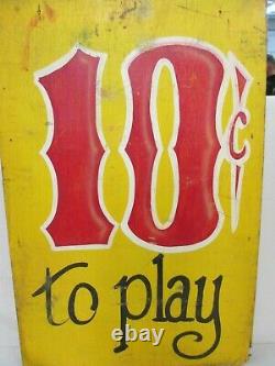 Vintage Hand Painted CARNIVAL GAME SIGN Large, Double Sided Airbrush Dart