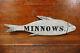 Vintage Hand Painted Minnows Double Sided Diecut Wood Advertising Sign Folk Art