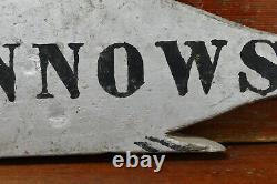 Vintage Hand Painted MINNOWS Double Sided Diecut Wood Advertising Sign Folk Art