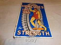Vintage Hercules Tires & Tubes 20 Porcelain Metal Gasoline Oil Ds Flange Sign