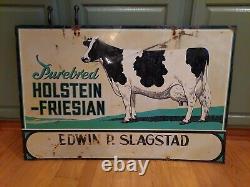 Vintage Holstein Friesian Cow Farm Metal Sign double sided