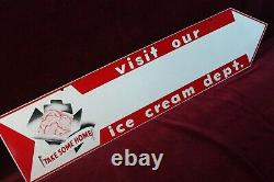 Vintage Ice Cream Advertising Sign Double Sided Enamel Take Some Home 1950's