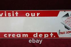 Vintage Ice Cream Advertising Sign Double Sided Enamel Take Some Home 1950's