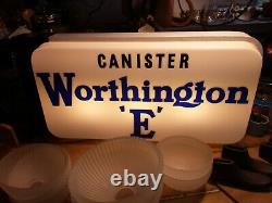 Vintage Illuminated Double Sided Canister Worthington E sign