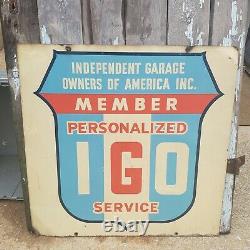 Vintage Independent Garage Owners Of America Inc Double Sided Sign Original