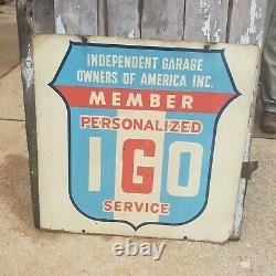 Vintage Independent Garage Owners Of America Inc Double Sided Sign Original