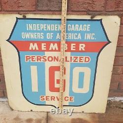 Vintage Independent Garage Owners Of America Inc Double Sided Sign Original