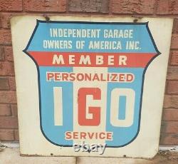 Vintage Independent Garage Owners Of America Inc Double Sided Sign Original