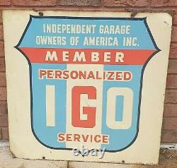 Vintage Independent Garage Owners Of America Inc Double Sided Sign Original