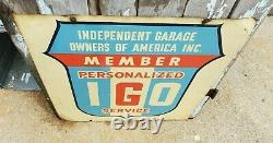 Vintage Independent Garage Owners Of America Inc Double Sided Sign Original