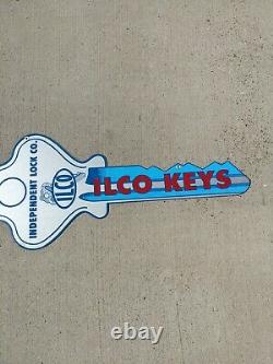 Vintage Independent Lock Company ILCO Keys Diecut Double Sided Metal Sign