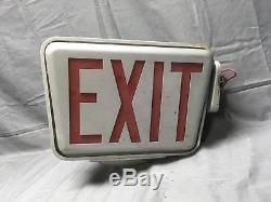 Vintage Industrial Art Deco Theater Double Sided Exit Sign Light Fixture 211-17E