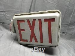 Vintage Industrial Art Deco Theater Double Sided Exit Sign Light Fixture 211-17E