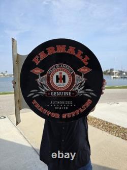 Vintage International Harvester Double Sided Porcelain Sign Farmall Equipment