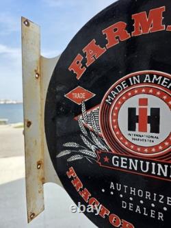 Vintage International Harvester Double Sided Porcelain Sign Farmall Equipment