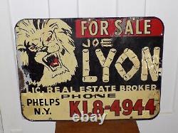 Vintage Joe Lyon Phelps, NY Real Estate Double Sided Sign