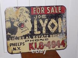 Vintage Joe Lyon Phelps, NY Real Estate Double Sided Sign