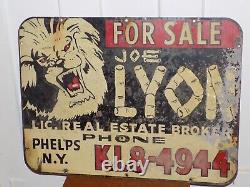 Vintage Joe Lyon Phelps, NY Real Estate Double Sided Sign
