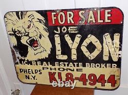 Vintage Joe Lyon Phelps, NY Real Estate Double Sided Sign