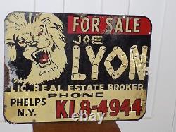 Vintage Joe Lyon Phelps, NY Real Estate Double Sided Sign