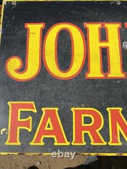 Vintage John Deere Farm Implement Porcelain Sign, Double sided 24 x 72