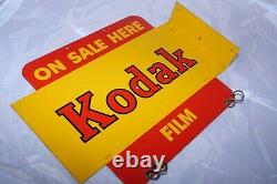 Vintage KODAK On Sale Here-Film Double Sided Painted Enamel Advertising SIGN