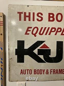 Vintage Kansas Jack Body Shop Sign 36x24 Double Sided Metal Garage 1970s Rare