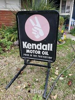 Vintage Kendall Motor Oil Sign Double Sided + Floor Stand Sidewalk Sign