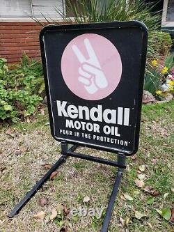 Vintage Kendall Motor Oil Sign Double Sided + Floor Stand Sidewalk Sign