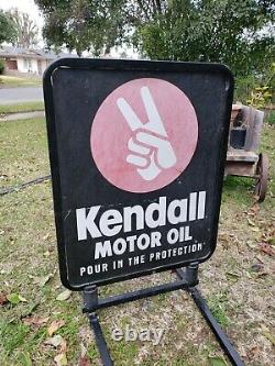 Vintage Kendall Motor Oil Sign Double Sided + Floor Stand Sidewalk Sign