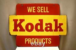 Vintage Kodak Sign Board Porcelain Enamel Double Sided Plus Shape Collectibles