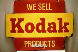 Vintage Kodak Sign Board Porcelain Enamel Double Sided Plus Shape Collectibles