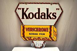 Vintage Kodak Verichrome Double Sided Porcelain Enamel Advertising Sign 17x17