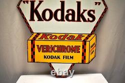 Vintage Kodak Verichrome Double Sided Porcelain Enamel Advertising Sign 17x17