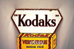 Vintage Kodak Verichrome Double Sided Porcelain Enamel Advertising Sign 17x17