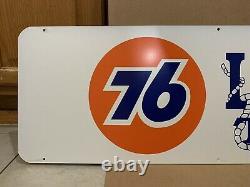 Vintage Laramie Tire Union 76 Gas Sign Double Sided Metal Wall Decor Oil Tools