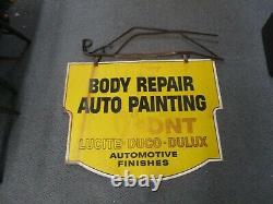Vintage Large DUPONT Expert Body Repair Auto Painting Double Sided Sign