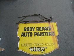 Vintage Large DUPONT Expert Body Repair Auto Painting Double Sided Sign