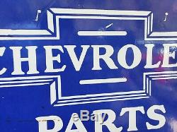 Vintage Large Genuine Chevrolet Parts Porcelain Sign Double Sided 24 X 18