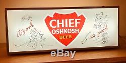 Vintage Lighted Chief Oshkosh Beer Sign, Rare double sided sign