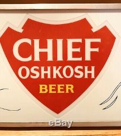 Vintage Lighted Chief Oshkosh Beer Sign, Rare double sided sign