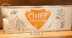 Vintage Lighted Chief Oshkosh Beer Sign, Rare double sided sign