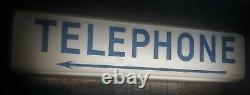 Vintage Lighted Double Sided Hanging Telephone Booth Sign Mid Century WORKS