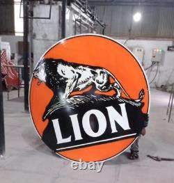 Vintage Lion Advertisment Enamel Porcelain sign 60 inch Double Sided