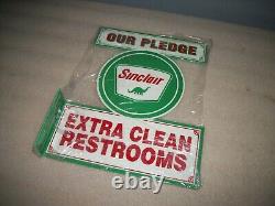 Vintage Look Sinclair 12 Restroom Double Sided Flanged Sign Car Gas Oil
