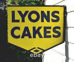 Vintage Lyons Cakes Enamel Double Sided Advertising Sign